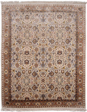 Hereke Beige Hand Knotted 10'3" X 13'0"  Area Rug 254-112343