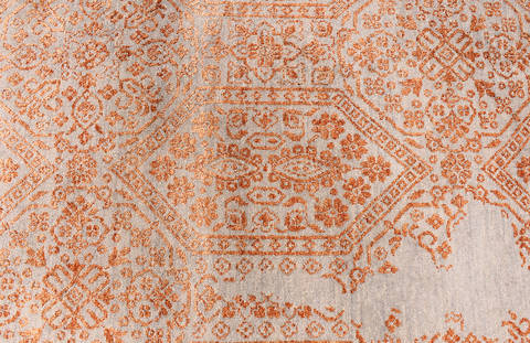 Modern Orange Hand Knotted 80 X 103 Area Rug 254-112344 Image 1