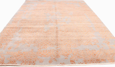 Modern Orange Hand Knotted 80 X 103 Area Rug 254-112344 Image 3
