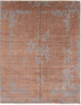 Modern Orange Hand Knotted 8'0" X 10'3"  Area Rug 254-112344