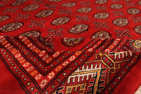 Bokhara Red Hand Knotted 93 X 118 Area Rug 254-112369 Image 1