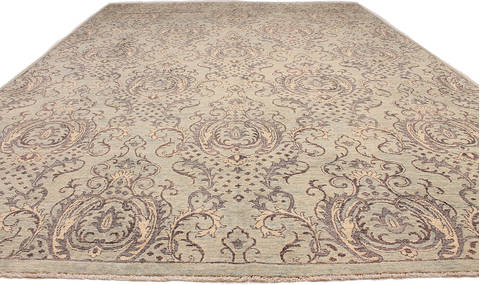 Modern Green Hand Knotted 86 X 119 Area Rug 254-112371 Image 3