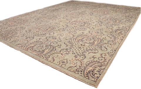 Modern Green Hand Knotted 86 X 119 Area Rug 254-112371 Image 4