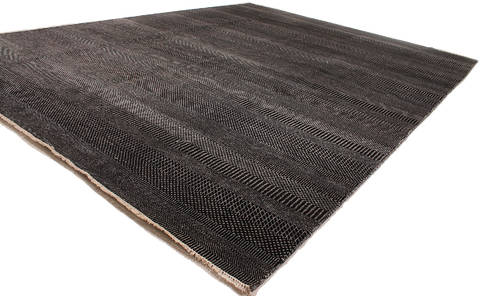 Modern Black Hand Knotted 81 X 100 Area Rug 254-112394 Image 5