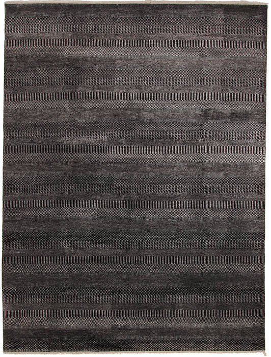 Modern Black Hand Knotted 81 X 100 Area Rug 254-112394 Image 0