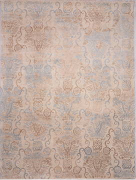 Modern White Hand Knotted 9'2" X 12'0"  Area Rug 905-112404