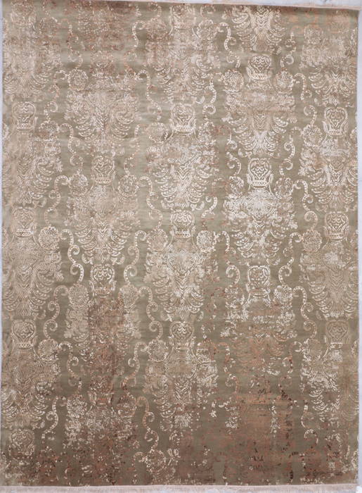 Modern Green Hand Knotted 90 X 121 Area Rug 905-112408 Image 0