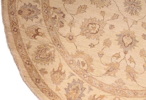 Ziegler Beige Round Hand Knotted 60 X 60 Area Rug 254-112420 Image 2