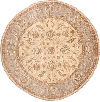 Ziegler Beige Round Hand Knotted 6'6" X 6'7"  Area Rug 254-112425