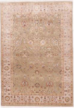 Indian Jaipur Green Rectangle 4x6 ft Wool and Raised Silk Carpet 112433