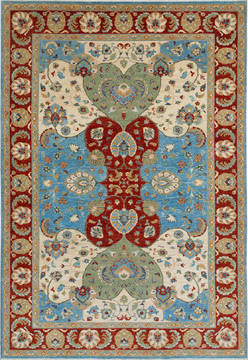 Chobi Blue Hand Knotted 6'6" X 9'7"  Area Rug 700-112438