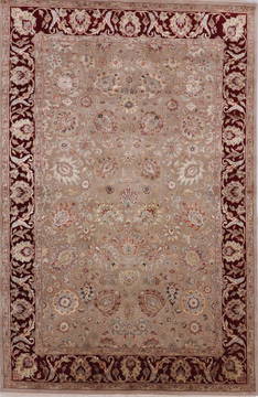 Indian Jaipur Brown Rectangle 6x9 ft Wool and Raised Silk Carpet 112486