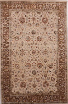 Indian Jaipur Beige Rectangle 6x9 ft Wool and Raised Silk Carpet 112494