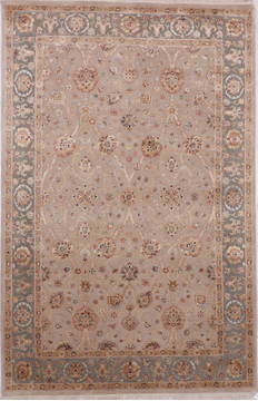 Indian Jaipur Brown Rectangle 6x9 ft Wool and Raised Silk Carpet 112496