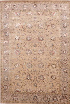 Indian Jaipur Brown Rectangle 6x9 ft Wool and Raised Silk Carpet 112514