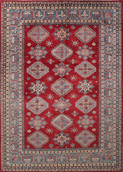 Afghan Kazak Red Rectangle 9x12 Ft Wool Carpet 112525 Sku