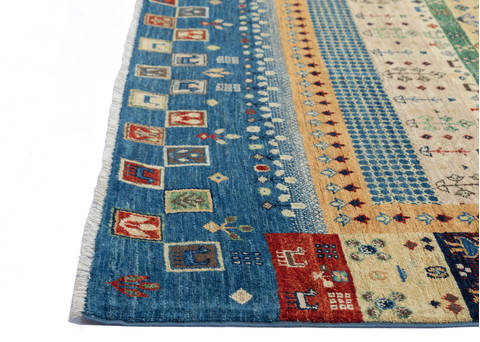 Chobi Blue Hand Knotted 51 X 69 Area Rug 700-112543 Image 3