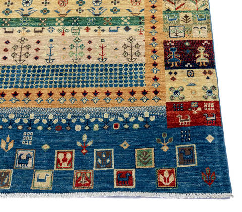 Chobi Blue Hand Knotted 51 X 69 Area Rug 700-112543 Image 4