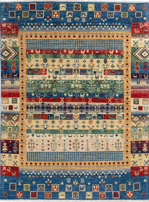 Chobi Blue Hand Knotted 51 X 69 Area Rug 700-112543 Image 0