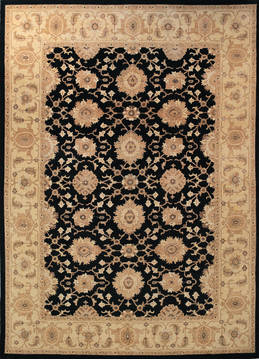 Afghan Chobi Black Rectangle 10x14 ft Wool Carpet 112546