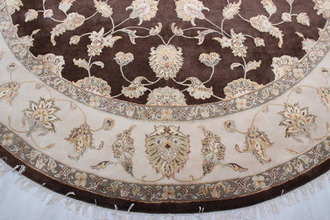 Jaipur Brown Round Hand Knotted 101 X 102 Area Rug 905-112547 Image 1