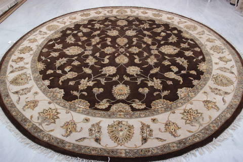 Jaipur Brown Round Hand Knotted 101 X 102 Area Rug 905-112547 Image 2