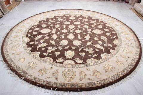 Jaipur Brown Round Hand Knotted 101 X 102 Area Rug 905-112547 Image 4