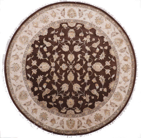 Jaipur Brown Round Hand Knotted 101 X 102 Area Rug 905-112547 Image 0