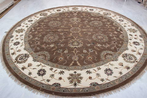 Jaipur Brown Round Hand Knotted 911 X 102 Area Rug 905-112549 Image 2
