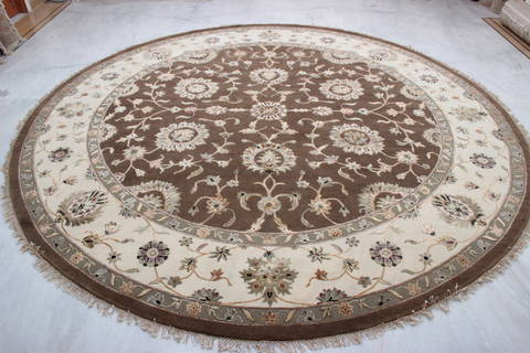 Jaipur Brown Round Hand Knotted 911 X 102 Area Rug 905-112549 Image 4