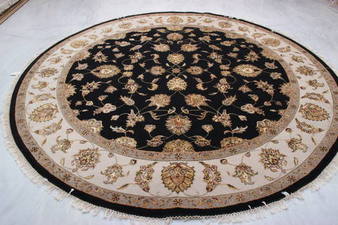 Jaipur Black Round Hand Knotted 91 X 94 Area Rug 905-112556 Image 4