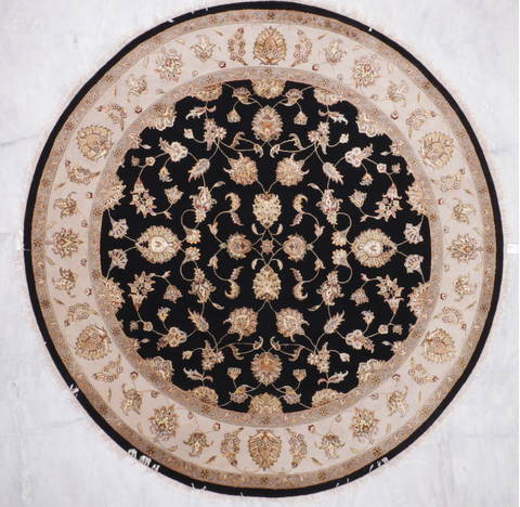 Jaipur Black Round Hand Knotted 91 X 94 Area Rug 905-112556 Image 0
