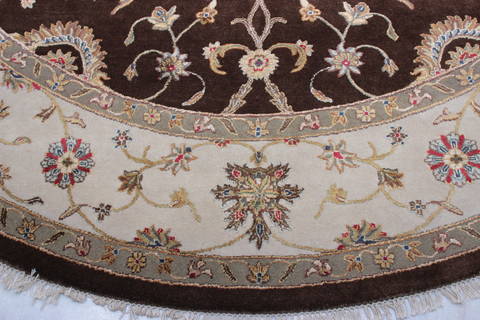 Jaipur Brown Round Hand Knotted 90 X 92 Area Rug 905-112557 Image 1