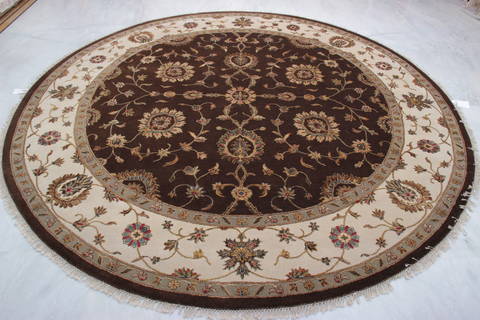 Jaipur Brown Round Hand Knotted 90 X 92 Area Rug 905-112557 Image 4