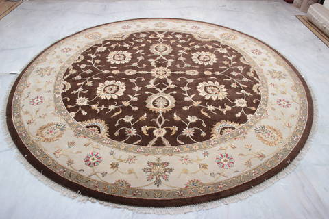 Jaipur Brown Round Hand Knotted 90 X 92 Area Rug 905-112557 Image 6