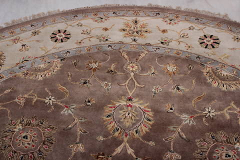 Jaipur Brown Round Hand Knotted 88 X 811 Area Rug 905-112558 Image 3