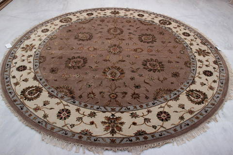 Jaipur Brown Round Hand Knotted 88 X 811 Area Rug 905-112558 Image 4