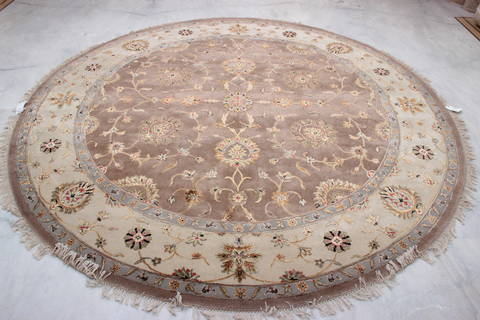 Jaipur Brown Round Hand Knotted 88 X 811 Area Rug 905-112558 Image 6