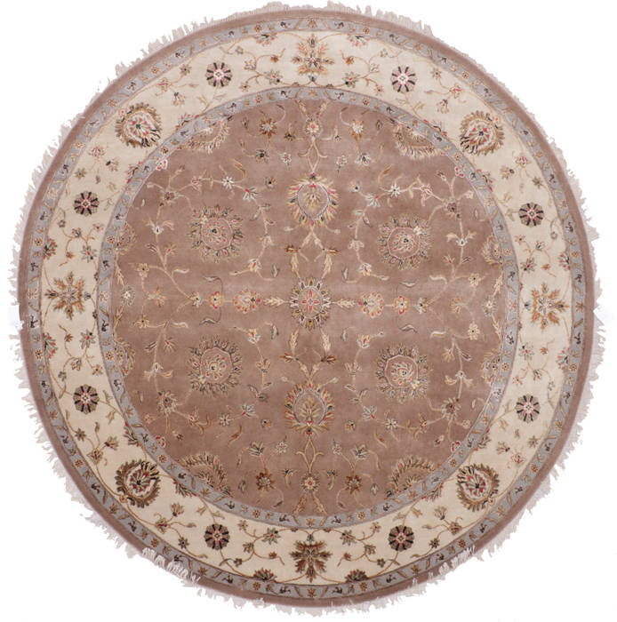 Jaipur Brown Round Hand Knotted 88 X 811 Area Rug 905-112558 Image 0