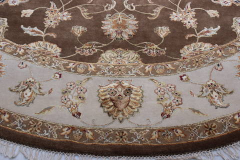 Jaipur Brown Round Hand Knotted 91 X 93 Area Rug 905-112559 Image 1