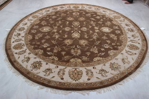Jaipur Brown Round Hand Knotted 91 X 93 Area Rug 905-112559 Image 4