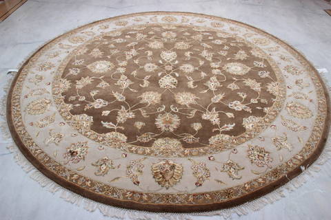 Jaipur Brown Round Hand Knotted 91 X 93 Area Rug 905-112559 Image 6