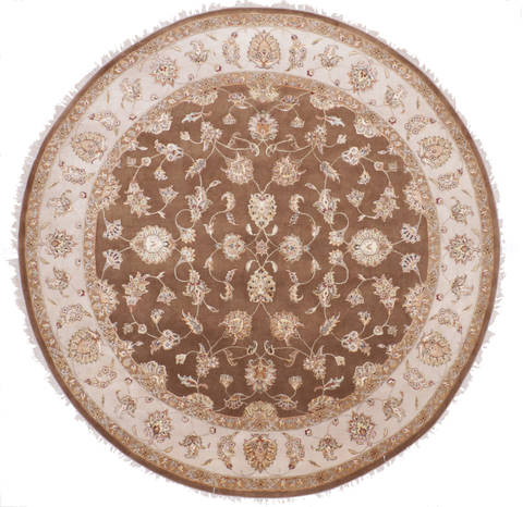 Jaipur Brown Round Hand Knotted 91 X 93 Area Rug 905-112559 Image 0