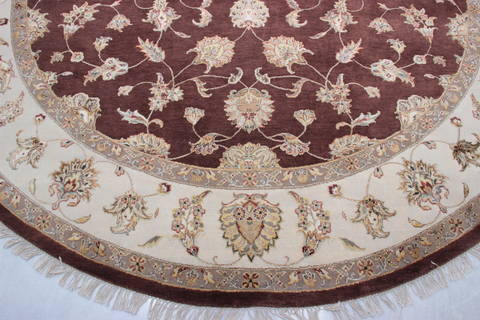Jaipur Brown Round Hand Knotted 92 X 92 Area Rug 905-112561 Image 1