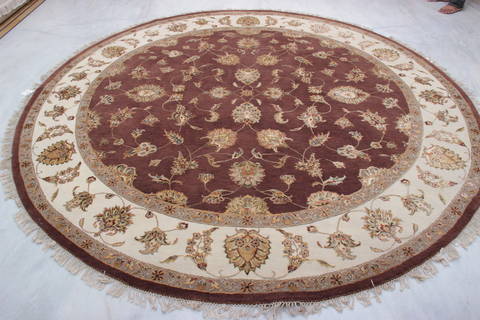 Jaipur Brown Round Hand Knotted 92 X 92 Area Rug 905-112561 Image 4
