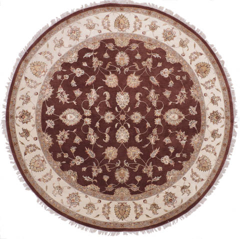Jaipur Brown Round Hand Knotted 92 X 92 Area Rug 905-112561 Image 0