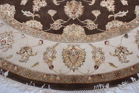 Jaipur Brown Round Hand Knotted 91 X 92 Area Rug 905-112563 Image 1