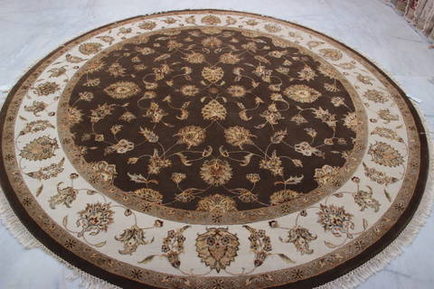 Jaipur Brown Round Hand Knotted 91 X 92 Area Rug 905-112563 Image 4