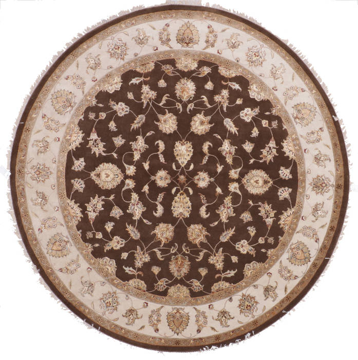 Jaipur Brown Round Hand Knotted 91 X 92 Area Rug 905-112563 Image 0
