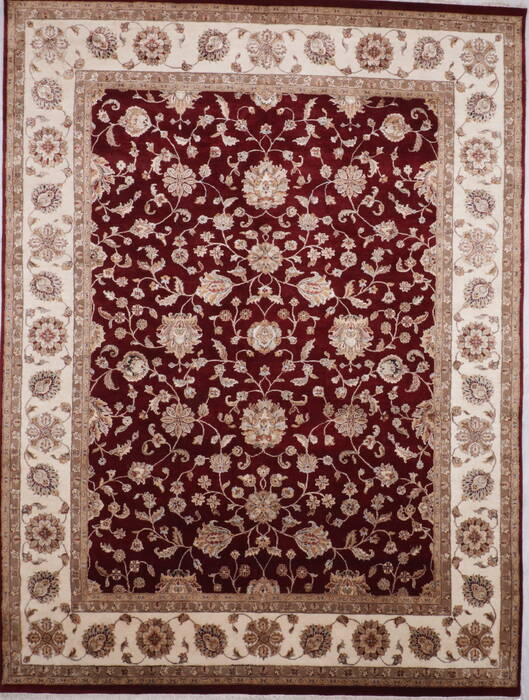 Indian Rug Design Red Indian Jaipur Red Rectangle 9x12 ft Wool and Raised Silk Carpet 112565 ...
